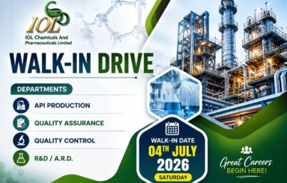 IOL Chemicals and Pharmaceuticals Limited Walk-In Drive: API Production, QA, QC & R&D Jobs in Panchkula