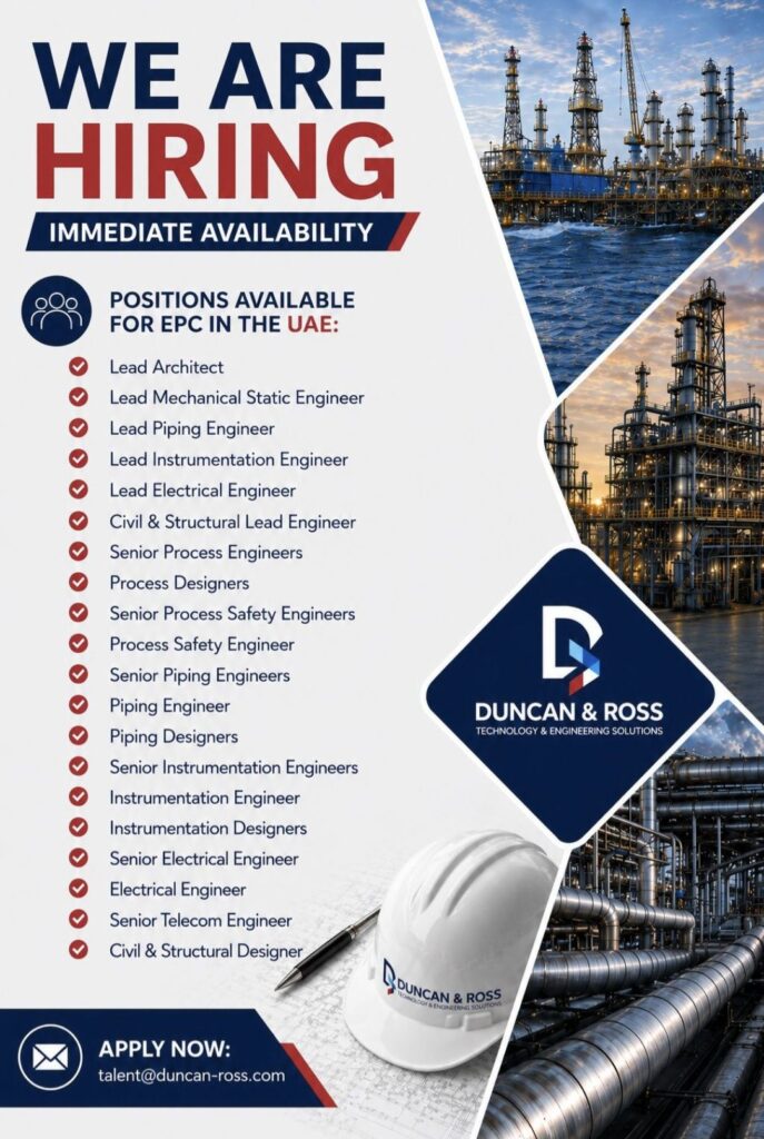 Duncan & Ross EPC UAE Recruitment – Multiple Engineering & Design Positions Open