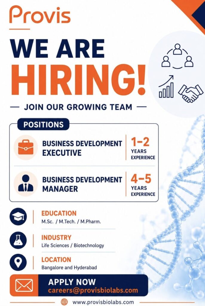 Provis BioLabs Recruitment| Business Development Executive & Business Development Manager | Apply Now