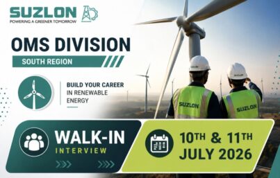 Suzlon Recruitment| Walk-In Interview for Diploma Trainee Engineer (DTE) & Lead – Site Operations | OMS Division