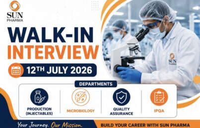 Sun Pharma Walk-In Interview in Vadodara: Production, Microbiology, Quality Assurance & IPQA Jobs