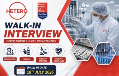 Hetero Labs Walk-In Interview: Production, Packing, Quality Control & Quality Assurance Jobs