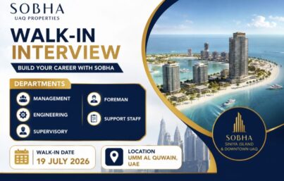 Sobha UAQ Properties Walk-In Interview | Multiple Engineering, Management & MEP Jobs in UAE