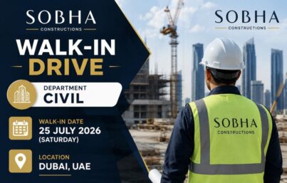 Sobha Constructions Dubai Walk-In Drive| Foreman Jobs for Civil Department | Apply on 25 July 2026