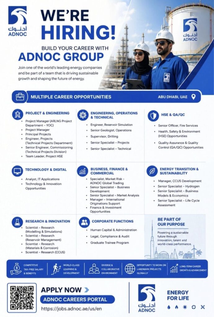 ADNOC Group Recruitment| Multiple Career Opportunities in Abu Dhabi, UAE