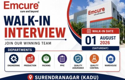 Emcure Pharmaceuticals Walk-in Interview| Engineering, Production, QA, QC, Warehouse & PPIC Jobs | 01 August 2026