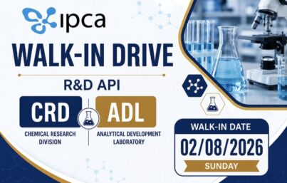 Ipca Laboratories Walk-in Drive&nbsp; for R&D API | CRD & ADL | Research Associate Jobs in Baroda