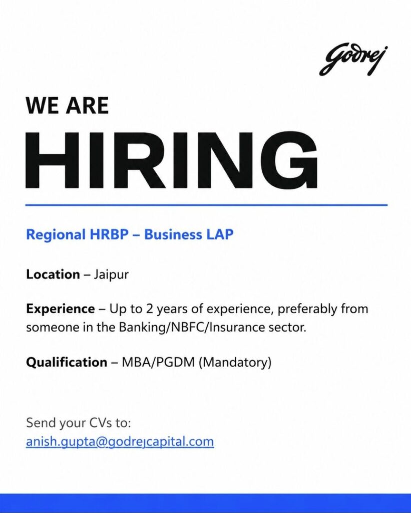 Godrej Capital Recruitment| Regional HRBP – Business LAP | Apply Now