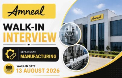 Amneal Pharmaceuticals Walk-In Interview– Manufacturing Department Hiring at SEZ Matoda