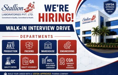 Stallion Laboratories Walk-In Interview Drive – Multiple Openings in Production, QA, QC, ADL, Engineering & Warehouse