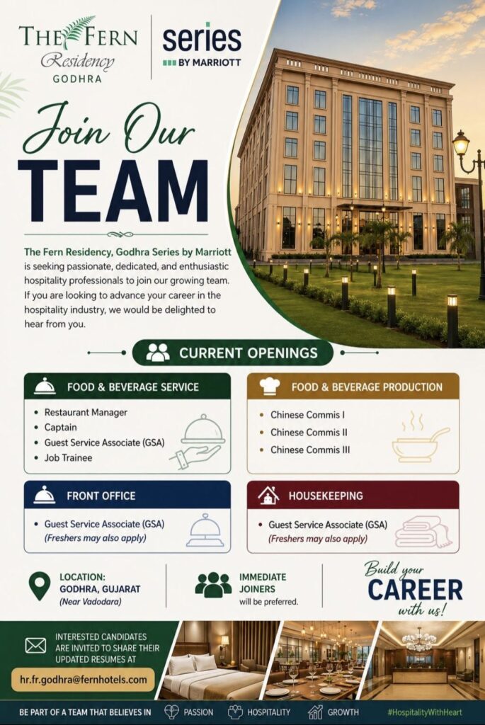 The Fern Residency Godhra Series by Marriott Recruitment| Multiple Hospitality Job Openings