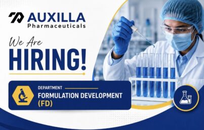 Auxilla Pharmaceuticals Recruitment– Research Associate Trainee (FD Department) | Ahmedabad, Gujarat