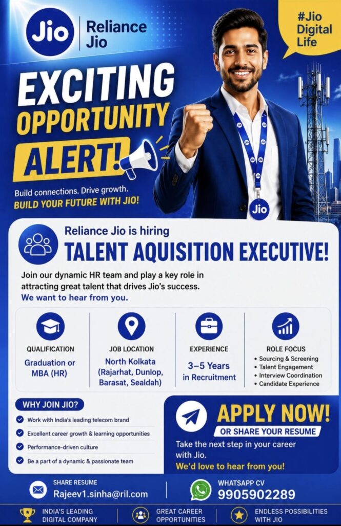 Reliance Jio Recruitment: Talent Acquisition Executive Hiring| Apply Now