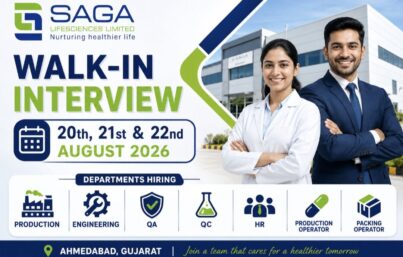 Saga Lifesciences Limited Walk-In Interview| Production, QA, QC, Engineering, HR & Operator Jobs