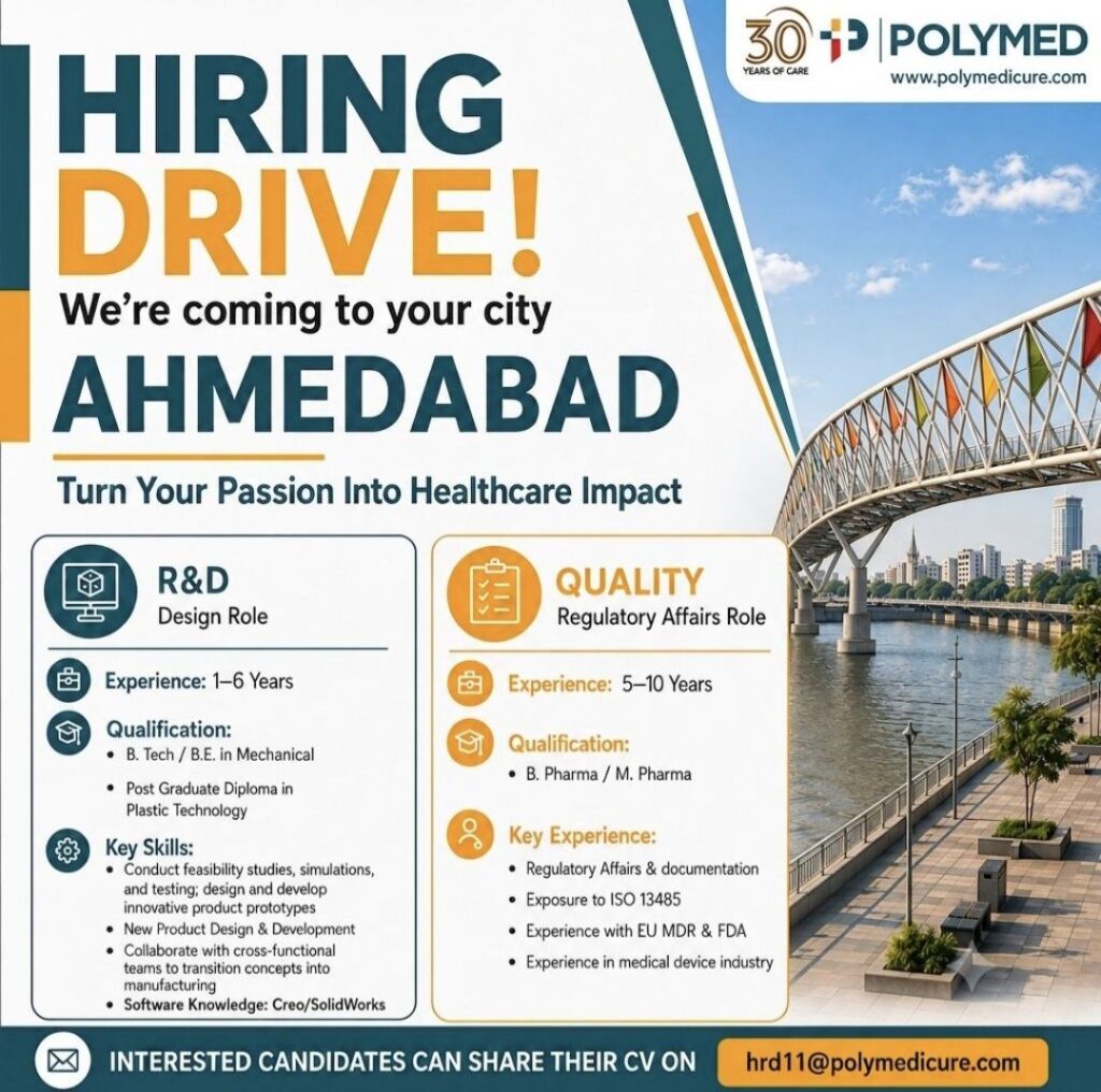 Polymed Hiring Drive – Ahmedabad | R&D and Quality (Regulatory Affairs) Opportunities