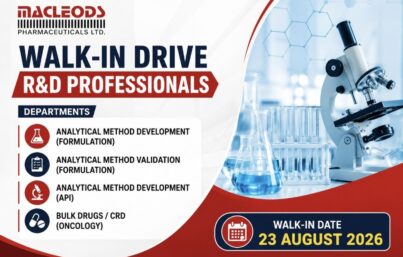 Macleods Pharmaceuticals Walk-In Drive for R&D Professionals – Mumbai & Sarigam