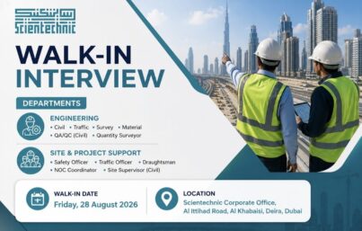 Scientechnic Walk-In Interview– Infrastructure & Utilities Careers in Dubai