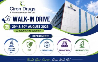 Ciron Drugs Walk-In Drive – QC, EHS, Engineering, Production & Microbiology Jobs