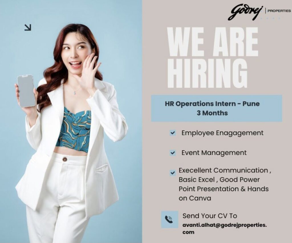 Godrej Properties Hiring – HR Operations Intern (Pune) | Apply Now