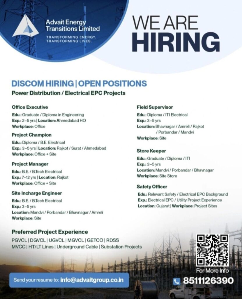 Advait Energy Transitions Limited Recruitment – DISCOM Hiring for Electrical EPC Projects