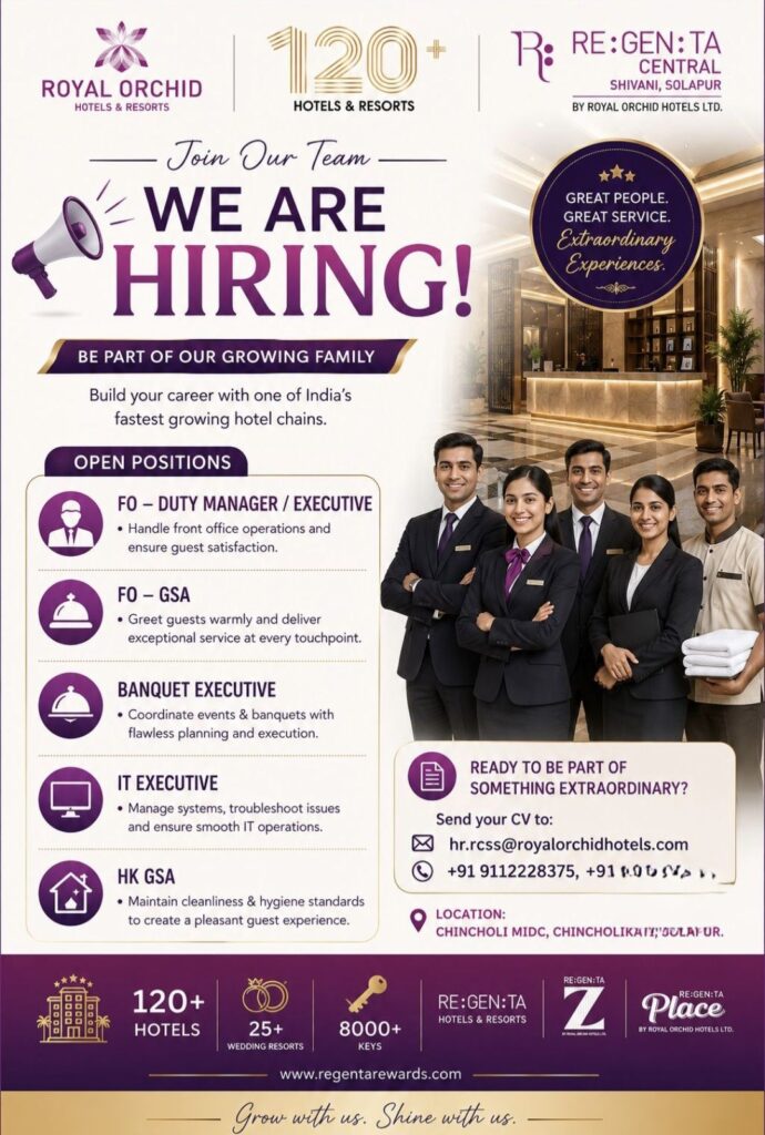 Royal Orchid Hotels & Resorts Recruitment – Multiple Hospitality Job Openings