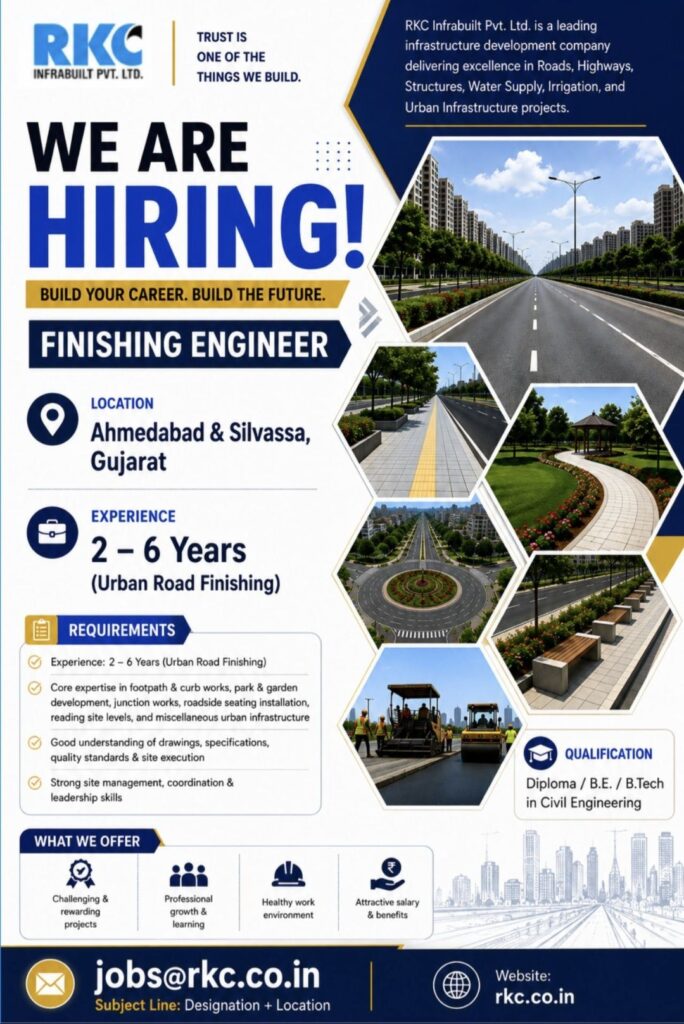 RKC Infrabuilt Hiring Finishing Engineers