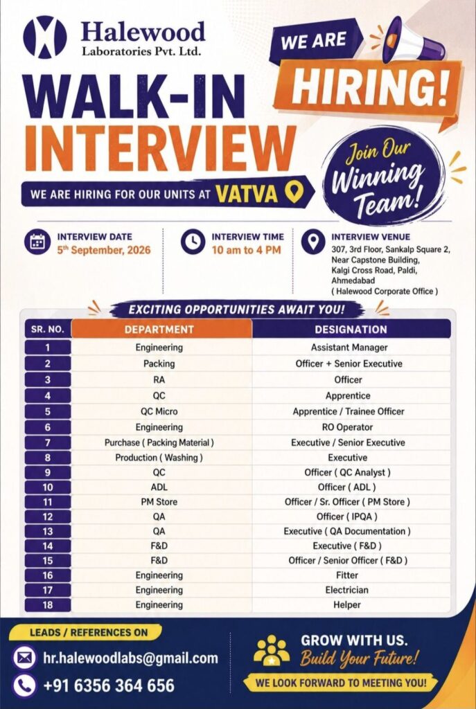 Halewood Laboratories Walk-In Interview