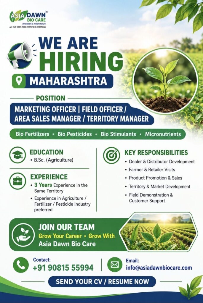 Asia Dawn Bio Care Recruitment: Marketing Officer, Field Officer, Area Sales Manager & Territory Manager Jobs in Maharashtra