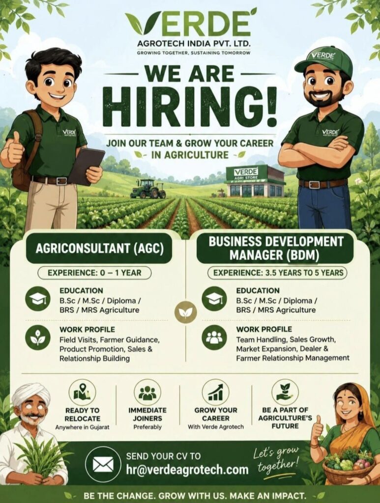 Verde Agrotech India Pvt. Ltd. Recruitment– Agriconsultant (AGC) & Business Development Manager (BDM)