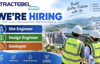 Tractebel ENGIE Recruitment– Hiring Site Engineers, Design Engineers & Geologists for Water Resources Projects