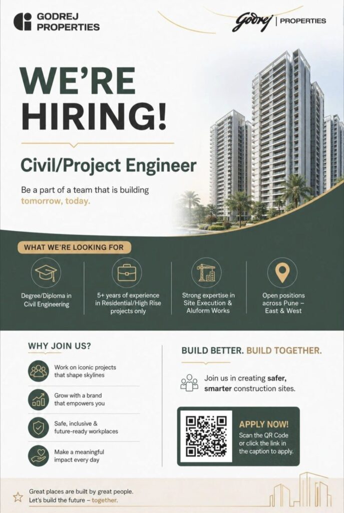 Godrej Properties Recruitment – Civil / Project Engineer Jobs