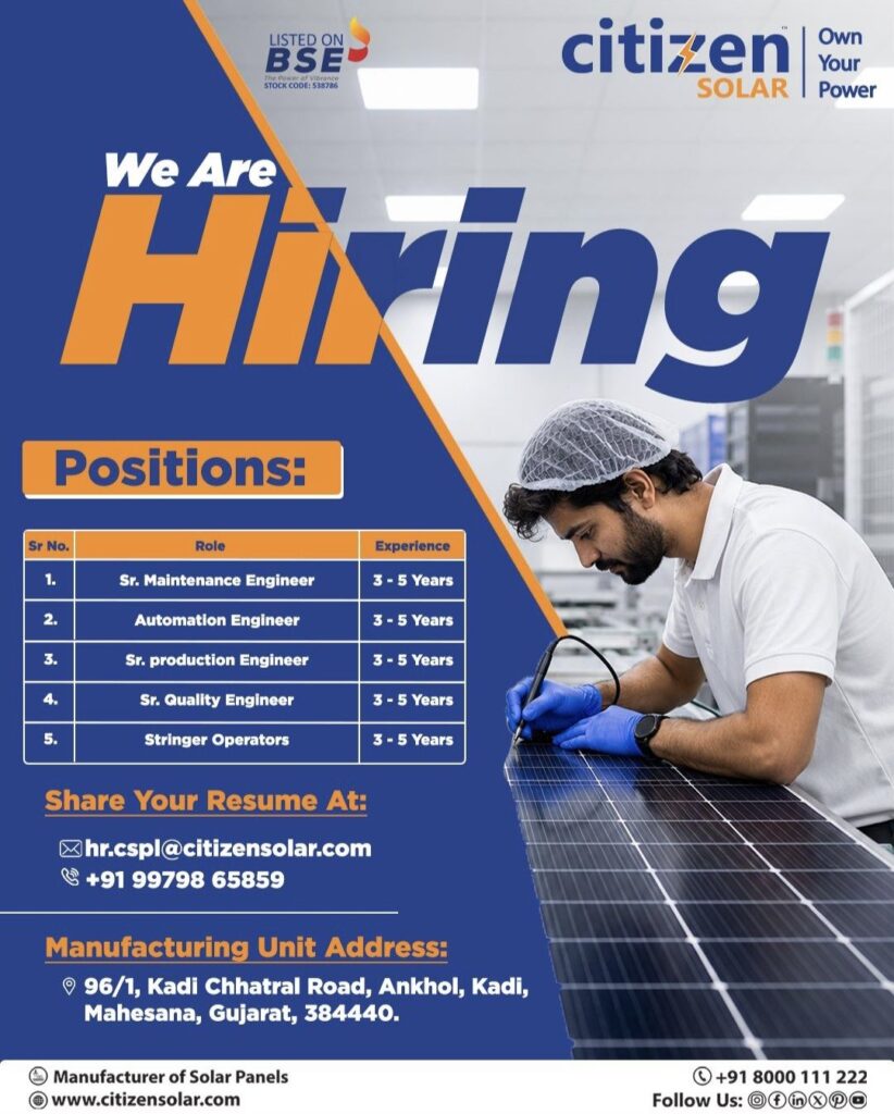 Citizen Solar Recruitment – Engineering & Production Jobs