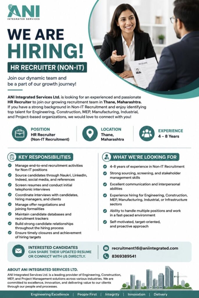ANI Integrated Services HR Recruiter Recruitment