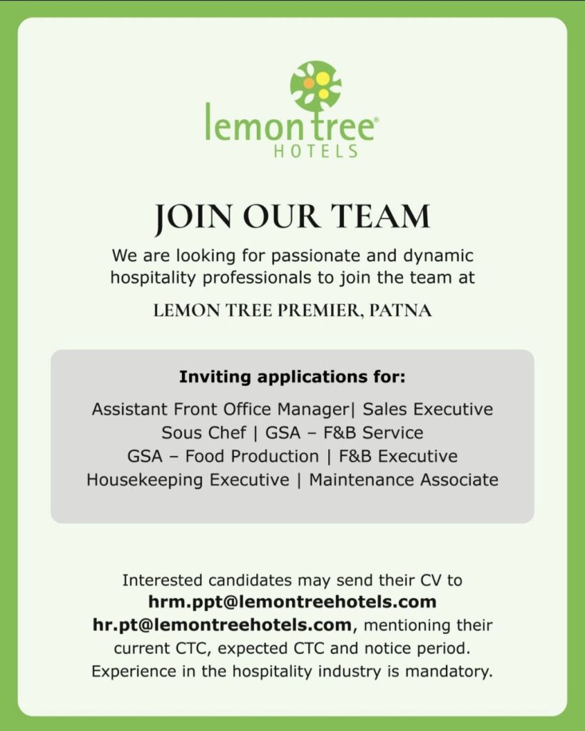 Lemon Tree Premier Patna Recruitment