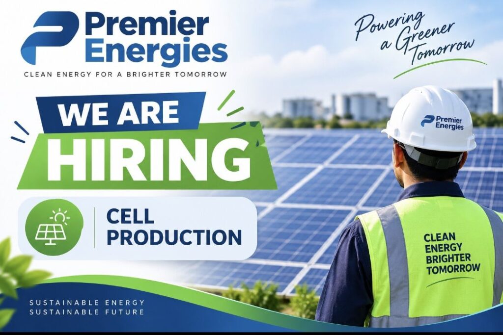 Premier Energies Recruitment – Cell Production Engineer | Hyderabad