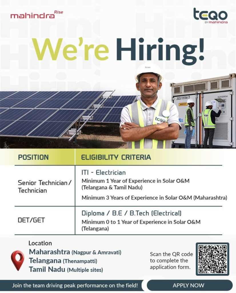 Mahindra TEQO Recruitment| Senior Technician, Technician, DET & GET Jobs
