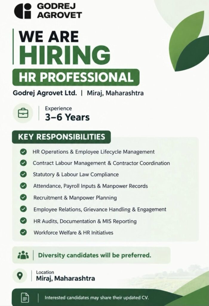 Godrej Agrovet HR Professional Recruitment