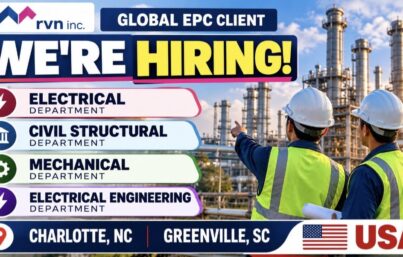 Global EPC Client Hiring| Electrical, Civil & Mechanical Engineering Jobs in USA