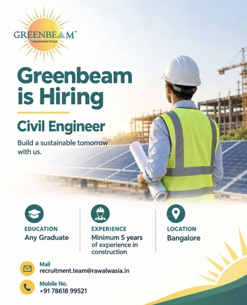 Greenbeam Recruitment– Civil Engineer Vacancy