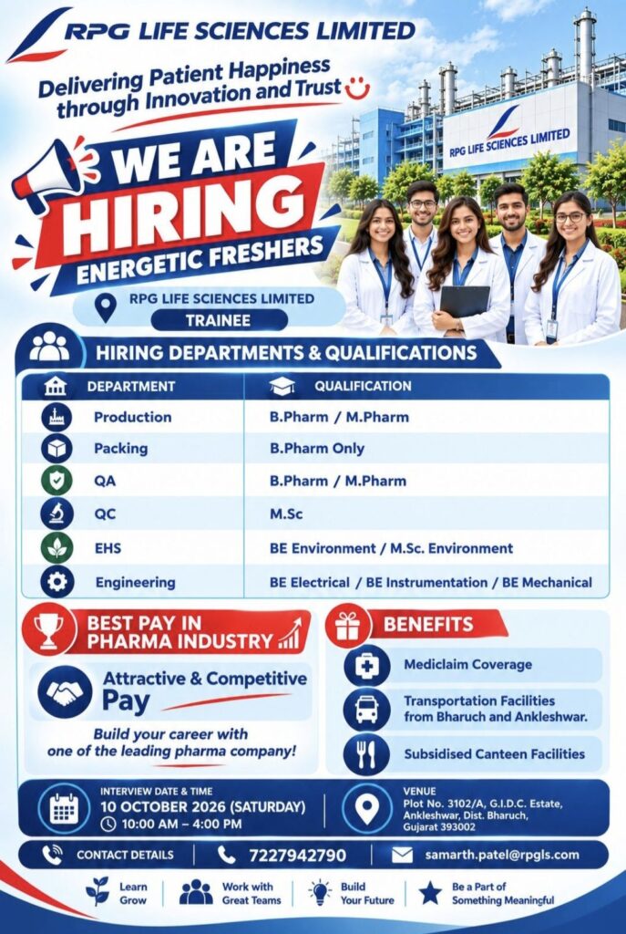 RPG Life Sciences Limited Recruitment