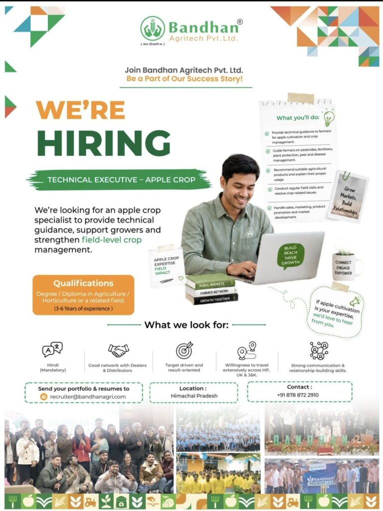 Bandhan Agritech Recruitment– Technical Executive (Apple Crop)