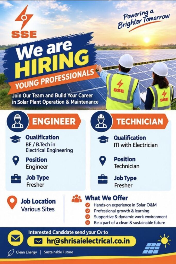 SSE Solar Plant Operation & Maintenance Recruitment
