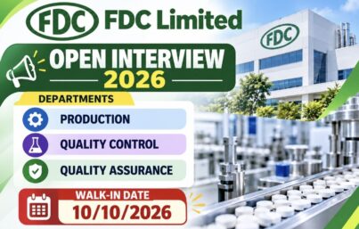 FDC Limited Open Interview| Production, Quality Control & Quality Assurance Jobs