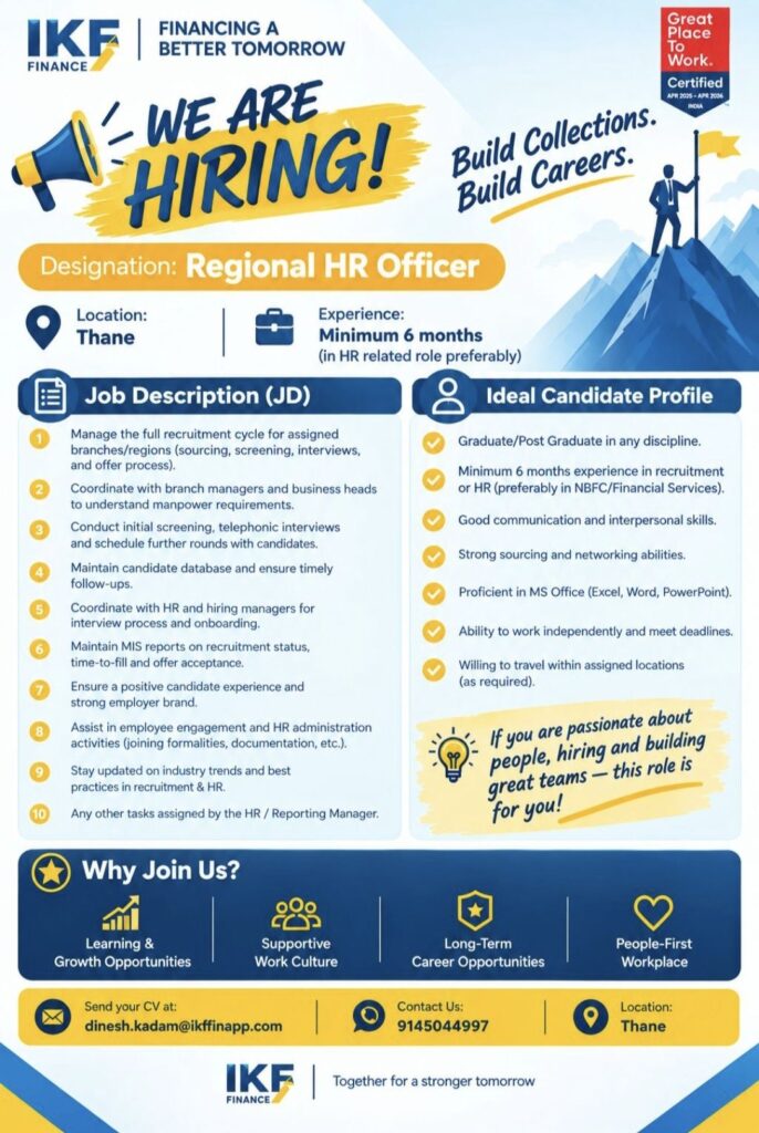 IKF Finance Recruitment– Regional HR Officer