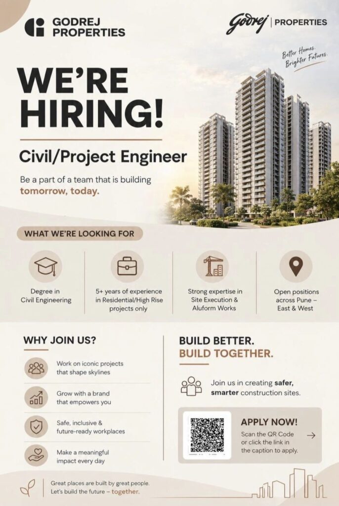 Godrej Properties Recruitment: Civil/Project Engineer Jobs in Pune