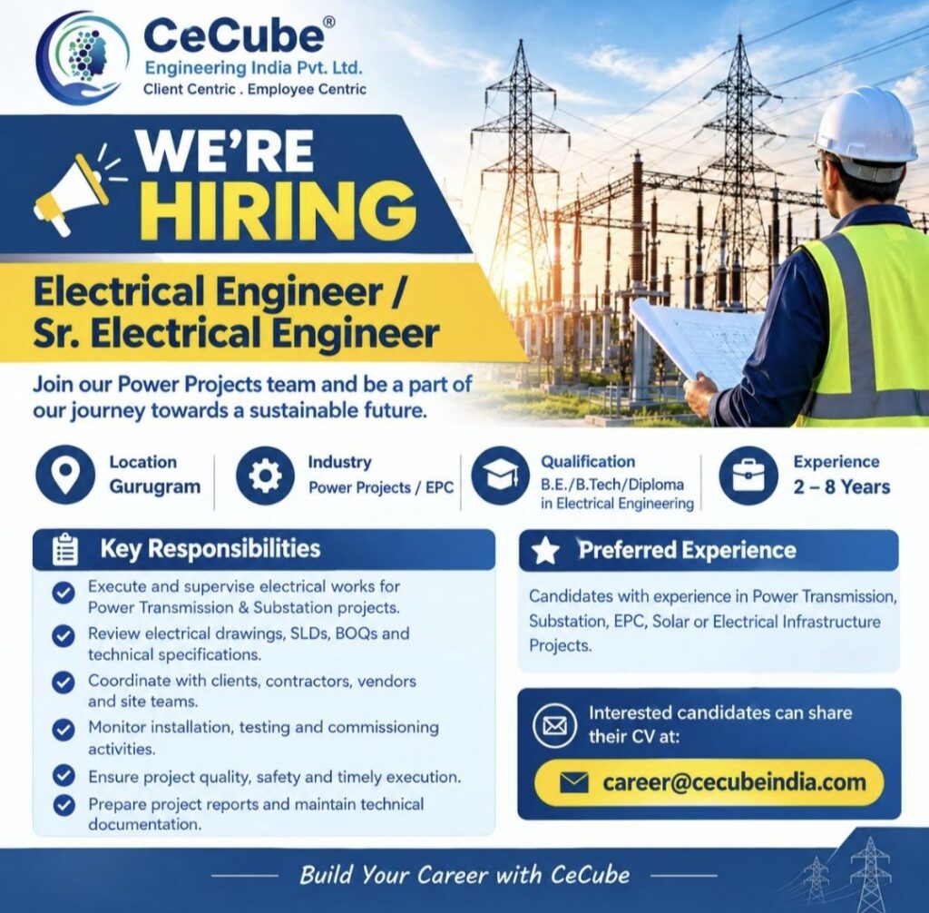 CeCube Engineering India Pvt. Ltd. Recruitment: Electrical Engineer / Senior Electrical Engineer