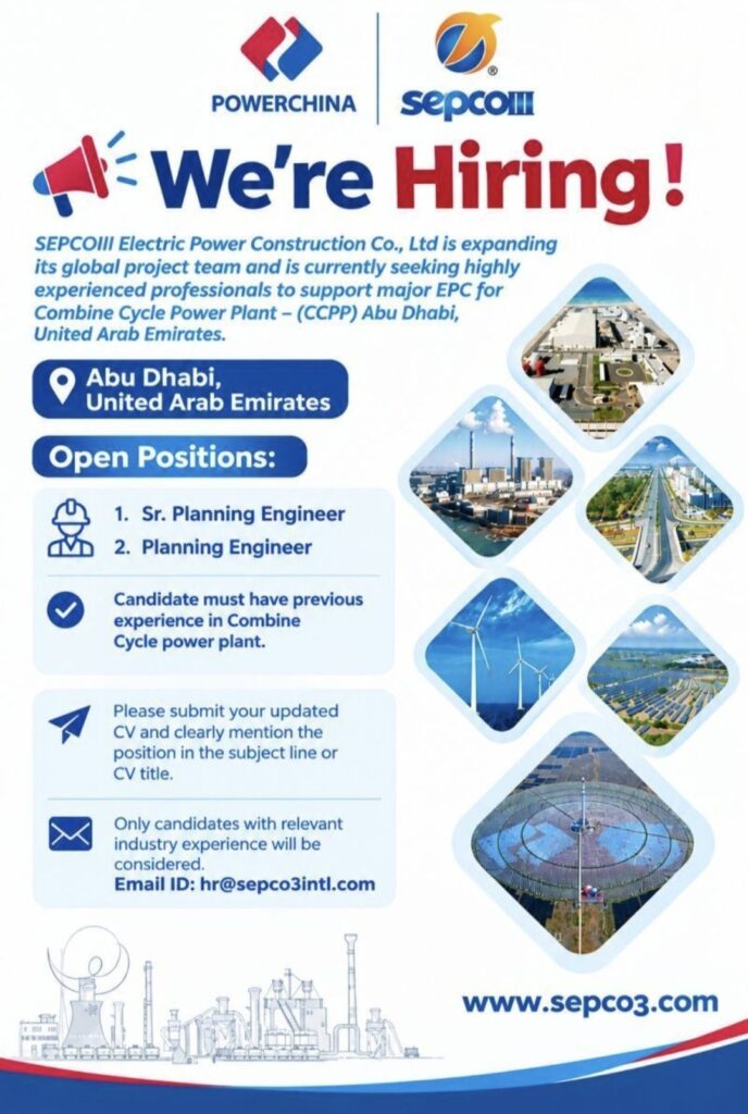 SEPCOIII Hiring: Senior Planning Engineer and Planning Engineer Jobs in Abu Dhabi, UAE