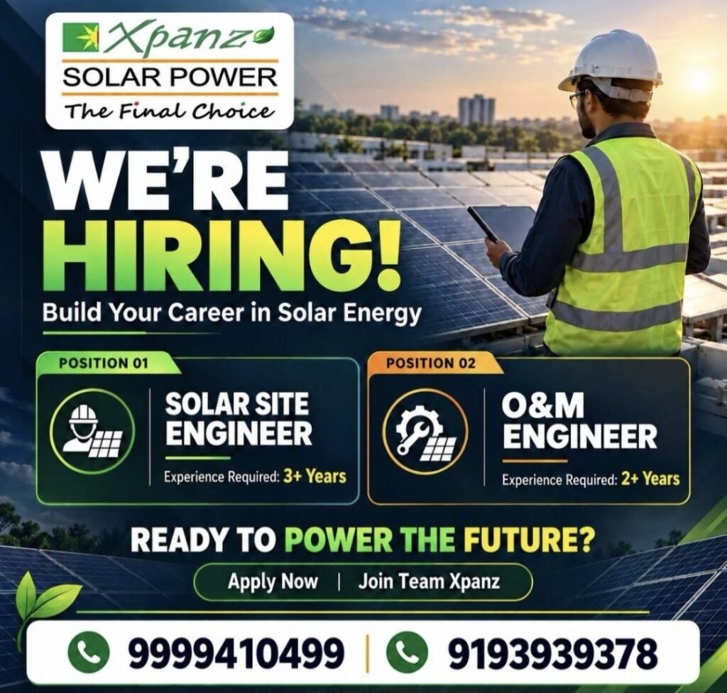 Xpanz Solar Power Recruitment: Solar Site Engineer and O&M Engineer Jobs