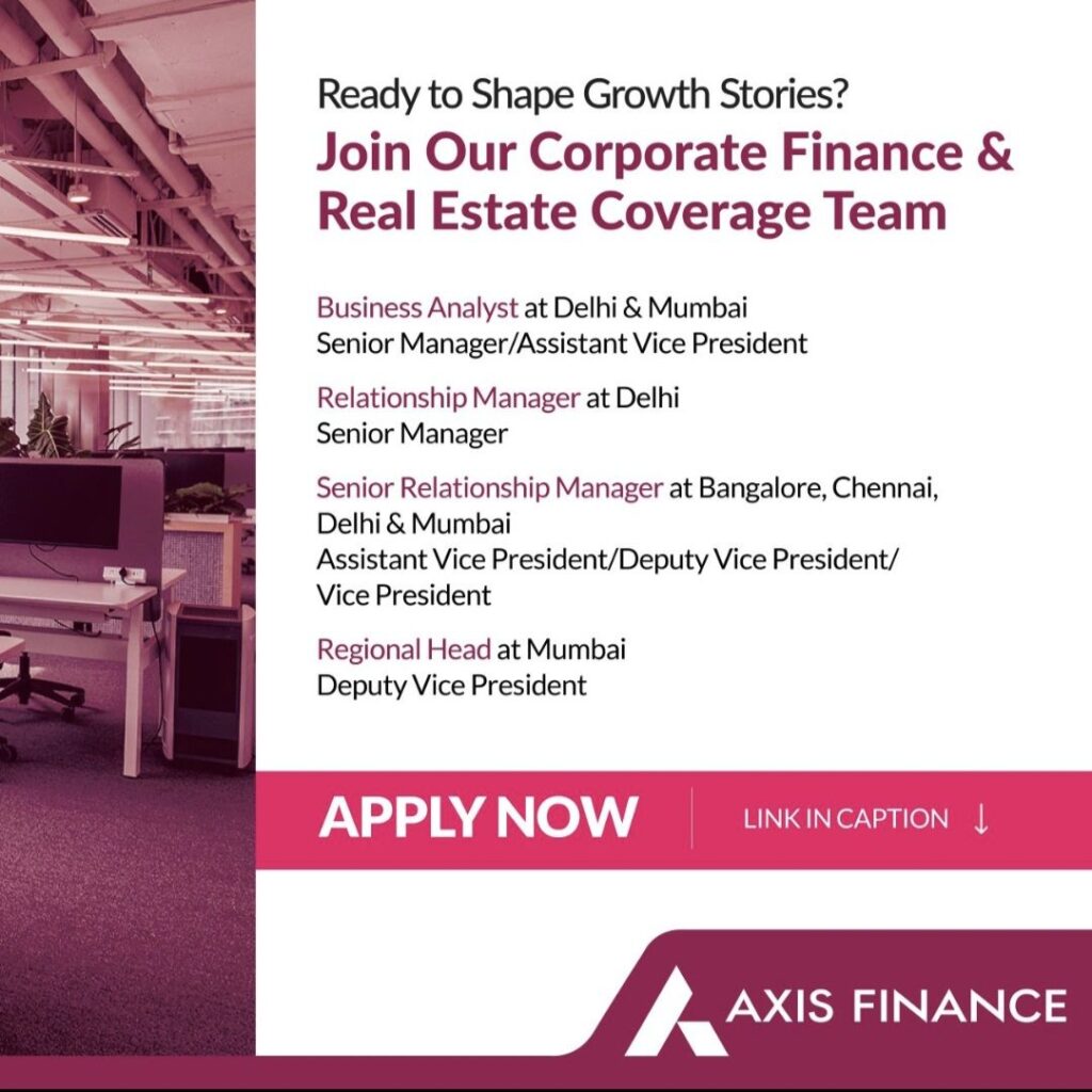 Axis Finance Recruitment: Corporate Finance & Real Estate Coverage Team