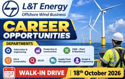 Larsen & Toubro (L&T) Recruitment 2026: Offshore Wind Energy Jobs – Walk-In Drive in Chennai